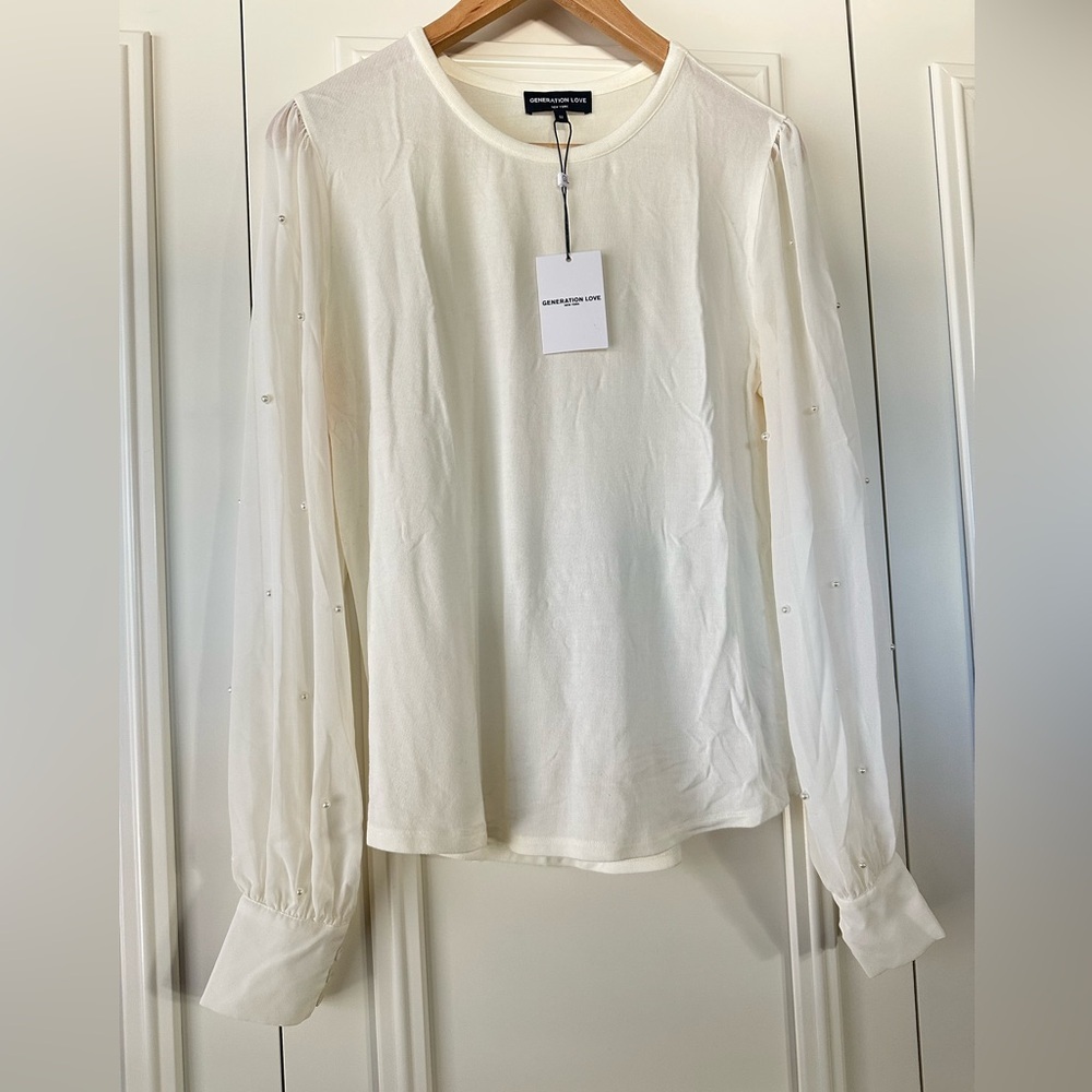 Generation Love Melina Pearl Top NWT Off White Cream Size M, H21273